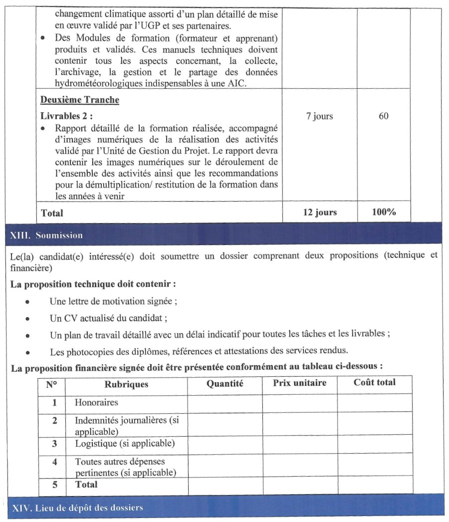 Termes de références pour le Recrutement d'un Consultant National pour la formation des paysans relais, les communautés et les autorités locales des zones d'intervention du PRACC-GF | Page 7